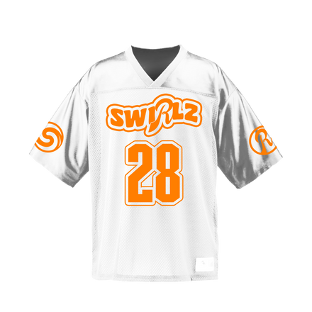 (PRE-ORDER) SWIRLZ Football Jersey - White / Orange